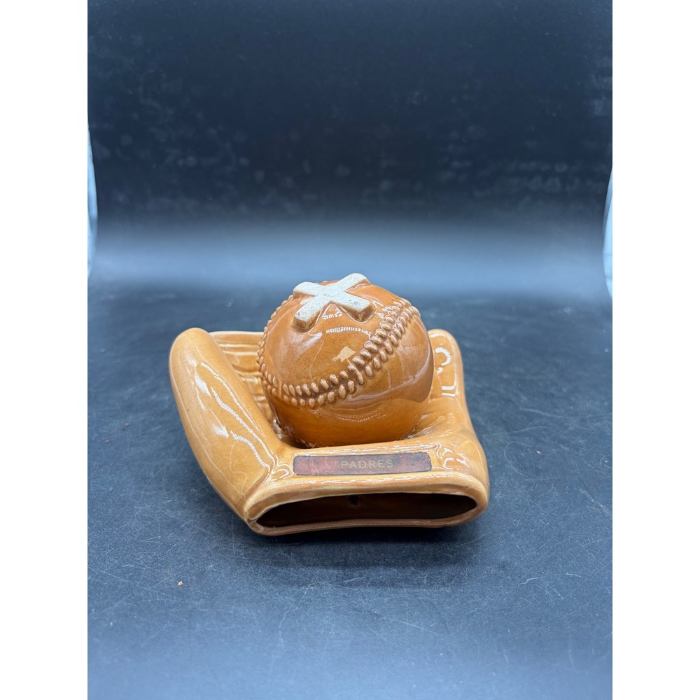 Vintage San Diego Padres Ceramic Baseball Glove and Ball Set Collectible Tray